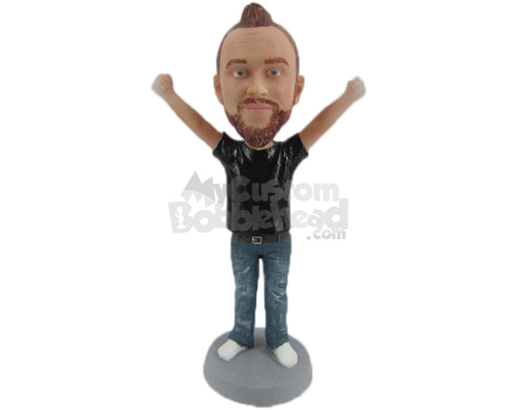Custom Bobblehead Happy Lady In Casual Outfit With Arms Wide Open - Leisure & Casual Casual Males Personalized Bobblehead & Cake Topper Custom Bobblehead Happy Lady In Casual Outfit With Arms Wide Open - Leisure & Casual Casual Males Personalized Bobblehead & Cake Topper